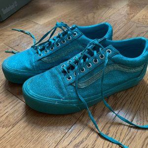 VANS OPENING CEREMONY GLITTER PACK OLD SKOOL SEA BLUE SNEAKERS SZ 7 MENS